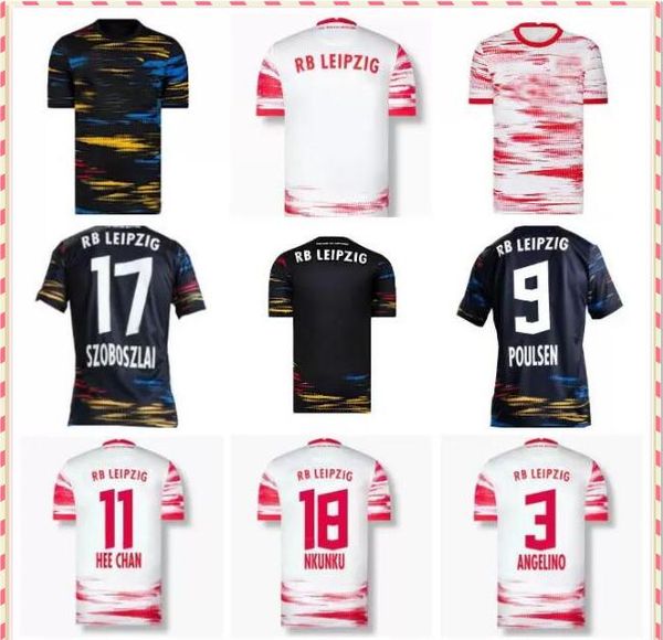 

21 22 rbl home white werner soccer jersey forsberg olmo 2021 2022 football shirt nkunku sabitzer schick, Black;yellow