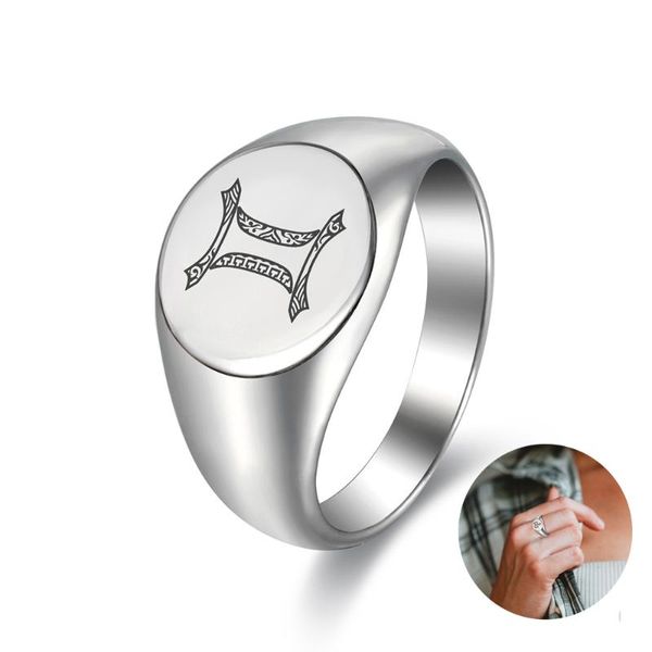 

wedding rings ring for women 13mm zodiac sign constellation signet statement engagement jewelry stainless steel knuckle lhr457, Slivery;golden