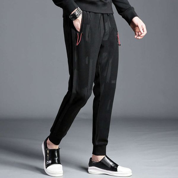 

autumn and winter slim korean casual dark leg fashion men's harem pants k9903, Black
