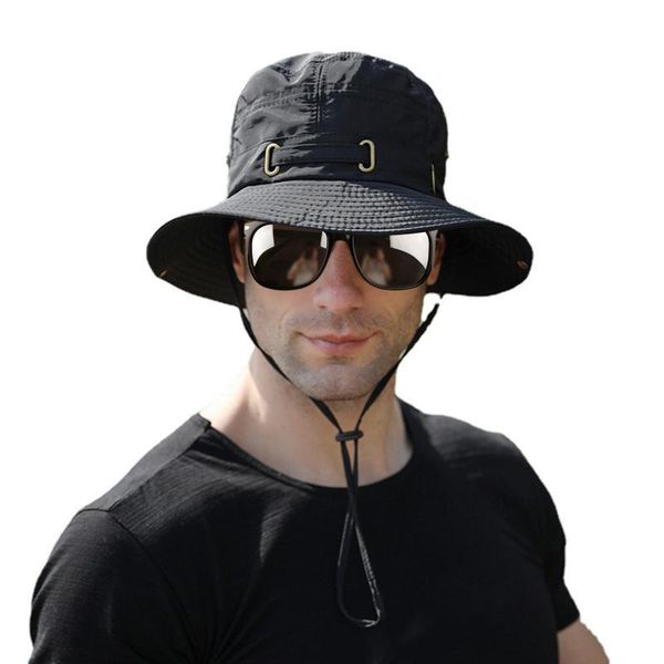 

wide brim hats summer outdoors fisherman hat men large waterproof camping plus size bucket breathable suv blocking, Blue;gray