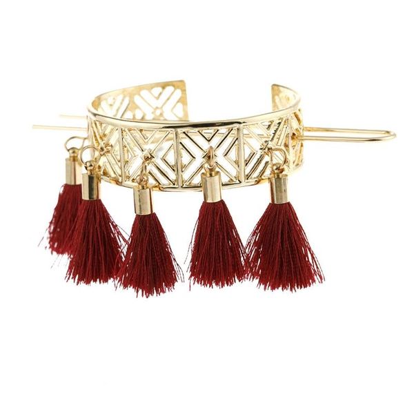 

hair clips & barrettes hollow out tassels metal stick bun holder hairpin barrette clip clamp c1fe, Golden;silver