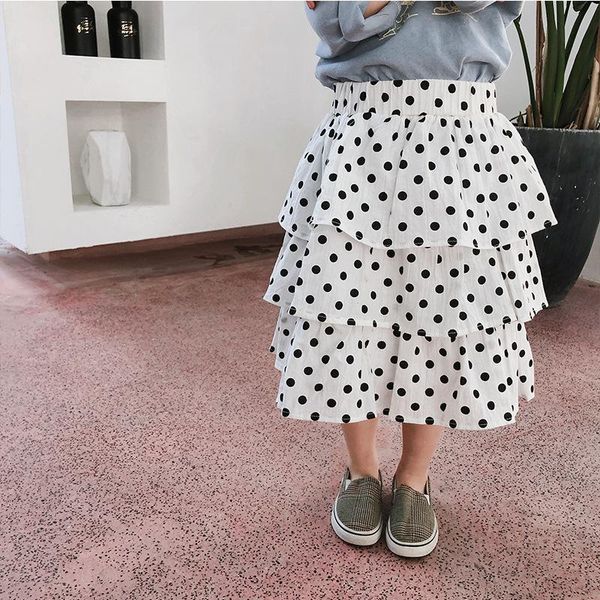 

skirts 2021 spring arrival korean style cotton dot pattern high waist all-match princess cake skirt for cute sweet baby girls, Blue