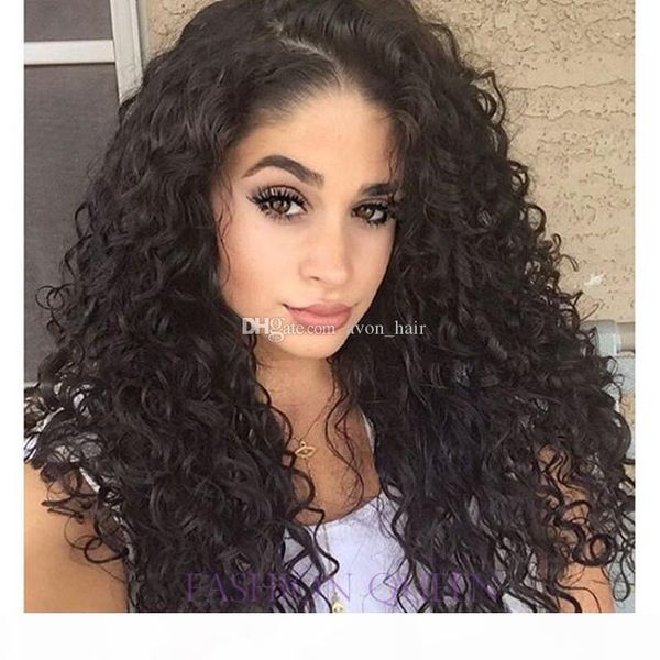

8a peruvian hair glueless full lace wigs with baby hair afro kinky curly lace front human hair wigs for black women, Black;brown