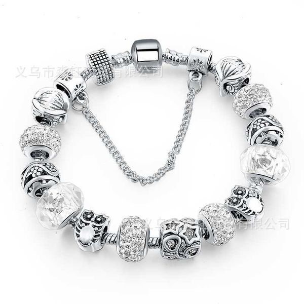 

jewelry diy pan style owl beads inlaid with diamond heart bracelet, Golden;silver