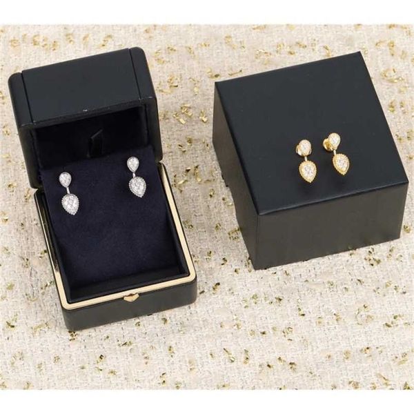 

famous brand pure 925 sterling silver fine jewelry for women zircon water drop luxury gold color earrings europ design gift 220210, Golden;silver
