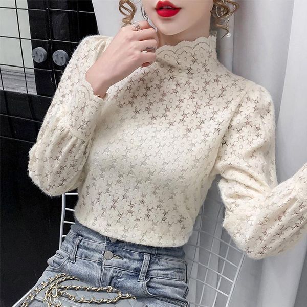 

women's t-shirt korean fashion turtleneck graphic t shirts solid tube hollow out tee shirt dm001, White