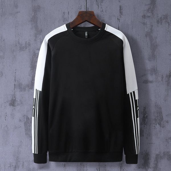 

2021 autumn striped crew neck hoodies men's fat plus add size trend xl loose sport long sleeve wear for promotion 1-31 szmo, Black