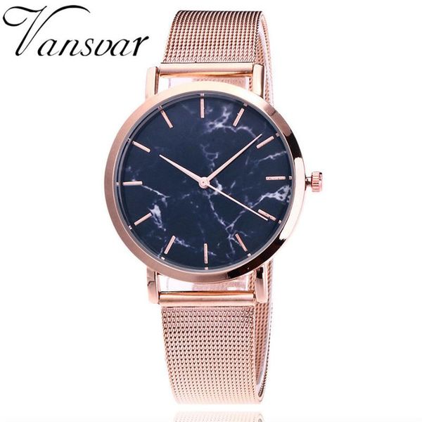 

wristwatches luxury marble texture casual women's watch 2021 stainless steel strap mesh quartz analog ladies wristwatch zegarek damski, Slivery;brown