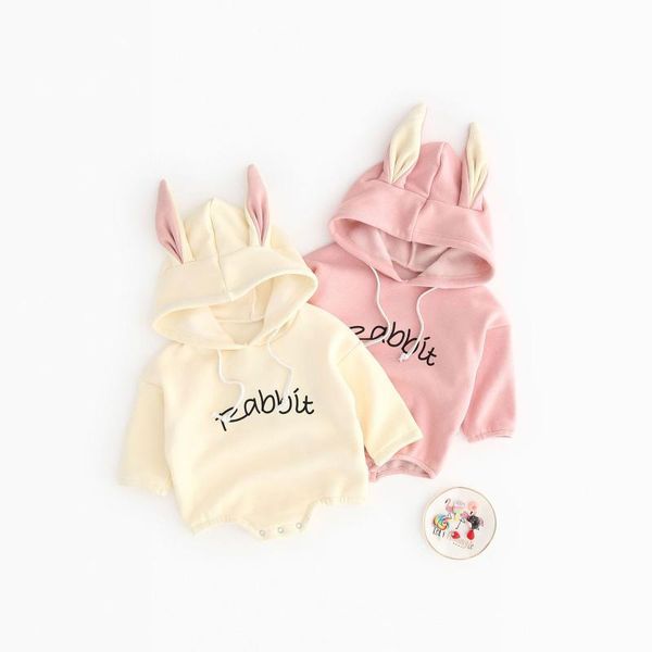 

newborn baby clothes spring autumn cotton long sleeve boy girl clothing printed letter hooded infant toddler romper jumpsuit, Blue