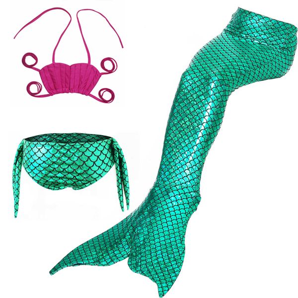 

three children's girl's bikini mermaid piece swimsuit suit, White;black