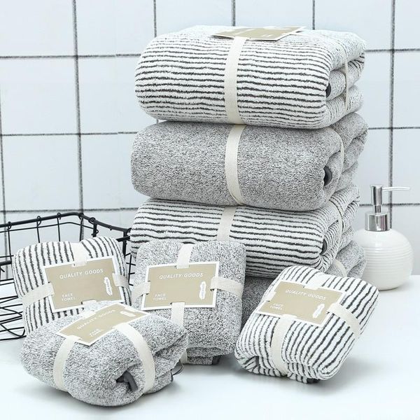 

towel cotton wearable bath set wrap stripe absorbent soft thick yarn reusable serviettes de bain toiletries de50mj