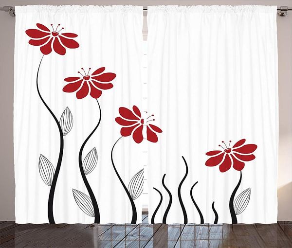 

curtain & drapes flower curtains floral petals with striped leaves and lines modern style geometrical living room bedroom window