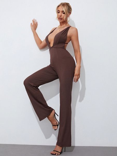 

criss cross tie back jumpsuit 34ln#, White
