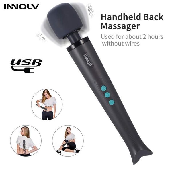 

electric massagers handheld back massager waist muscle aches vibrating therapy deep tissue powerful wireless waterproof body pain relief