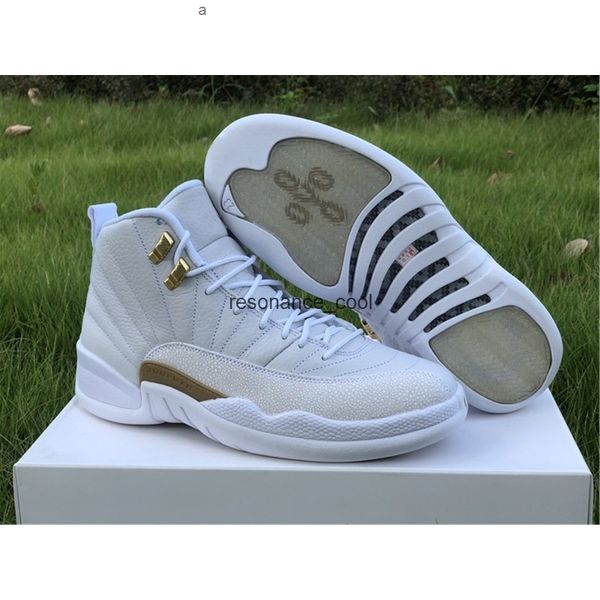 

12 white metallic gold men basketball shoes 12s jumpman mens sports sneaker