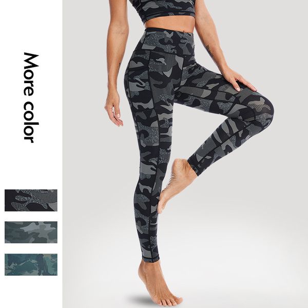 

suit women's tight high waist hip lifting exercise leggings nude camouflage printed yoga pants, Black;white