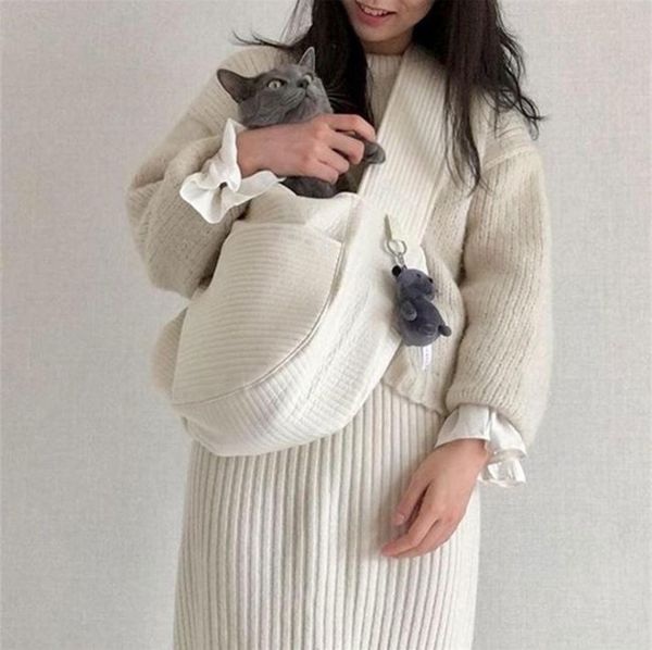 

korea canvas bag backpack pet messenger bag women's handbag shoulder crossbody bag portable for bring cat dog