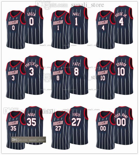 

75th anniversary 2021-22 city navy basketball jersey john wall 1 eric gordon 10 christian wood 35 jalen green 0 daniel theis 27 alperen seng, Black;red