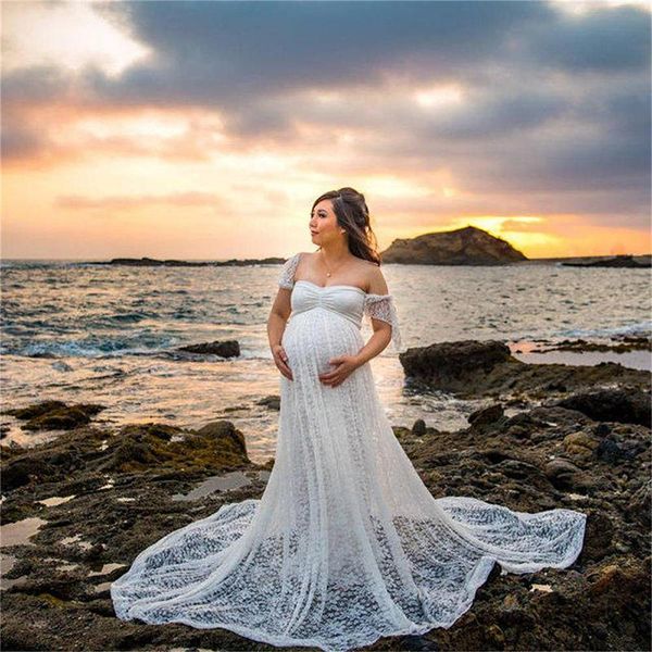 

maternity dresses long pography props pregnancy dress for po shoot pregnant lace maxi gown, White