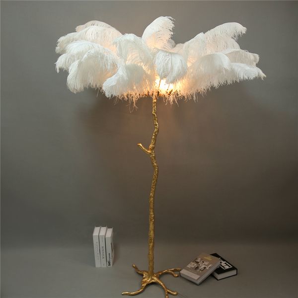 Nordic Ostrich Feather Lamps Lampada da terra Stand Light Light Modern Interior Lighting Home Decor Desk Lights Luminaria Soggiorno