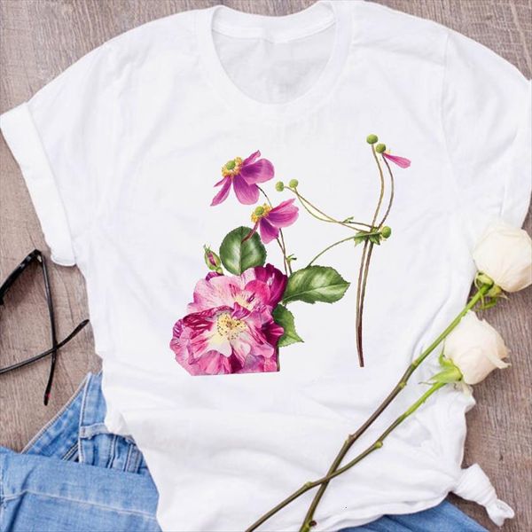 

graphic aesthetic harajuku style punk women t shirts floral flower printed clothing tees print shirt womens, White