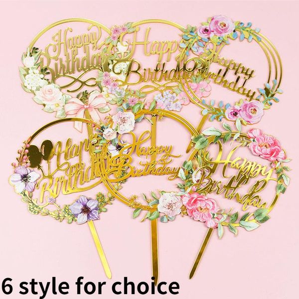 

other event & party supplies 1pcs metal happy birthday cake er artificial flowers ers for diy baby shower decoration baking decor