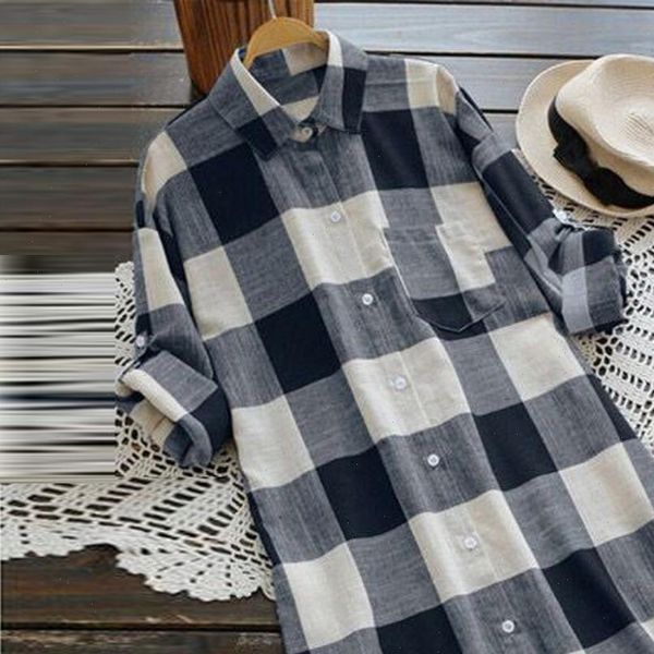 

blouse womens o neck lattice print long sleeve buttons casual shirt blouse camisas mujer loose womens and blouses, White