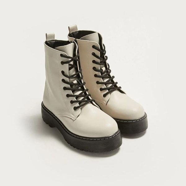 

boots women's leather look lace-up, Black