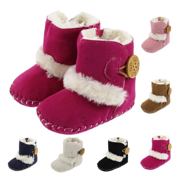 

winter baby snow boots warm winter boots soft bottom toddler shoes for babies fashion fleece button 210317, Black;grey