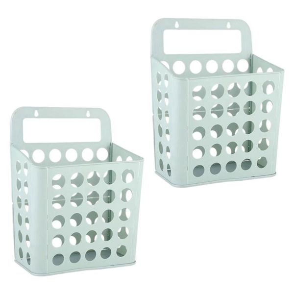 

2pcs foldable laundry basket punching clothes storage basket (random color