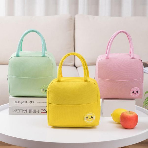 

storage bags portable lunch bag insulated box tote cooler handbag cute bento pouch food container for picnic shool office