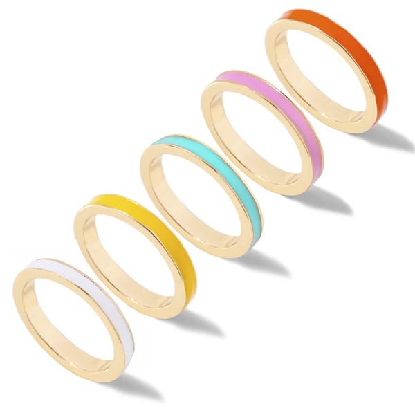 

new simple multicolor circle round rings for women minimalist stainless steel couple rings fashion finger rings wedding jewelry, Silver