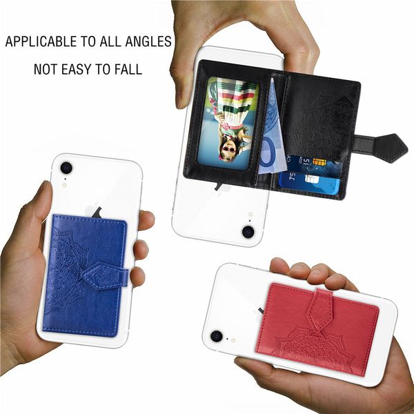 

datura 3m sticker leather stick on wallet cash id credit card holder for iphone xs max xr x s9 universal back phone card slot flower case