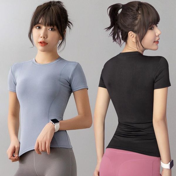 

yoga outfit two piece set women sportswear women's red short sleeve t-shirt running summer conjuntos de mujer ensemble femme