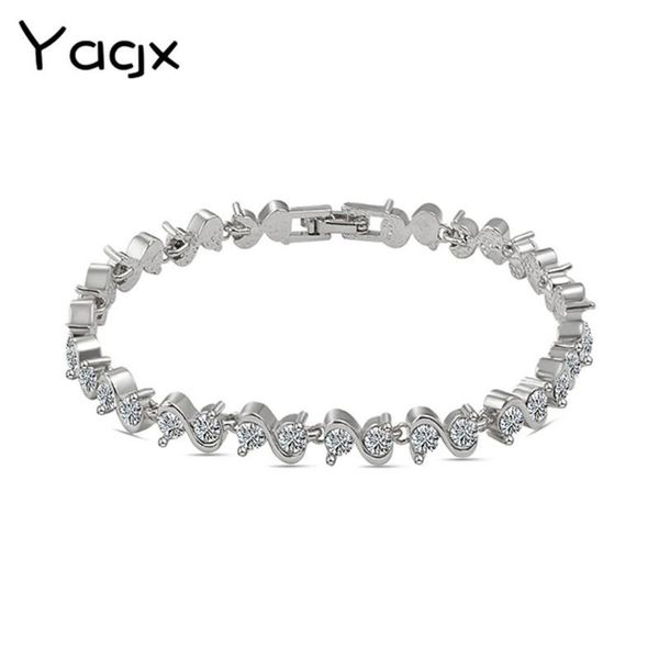

link, chain white gold color 34 pcs austrian rhinestones s letter strand bracelets & bangles for women s00211, Black