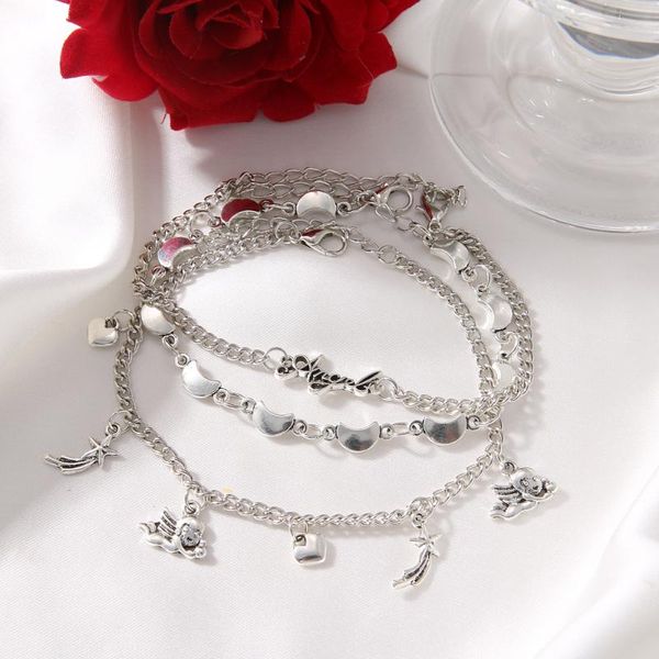 

anklets daxi cupid love letter for women cute metal fashion beauty anklet jewelry gift 2021, Red;blue