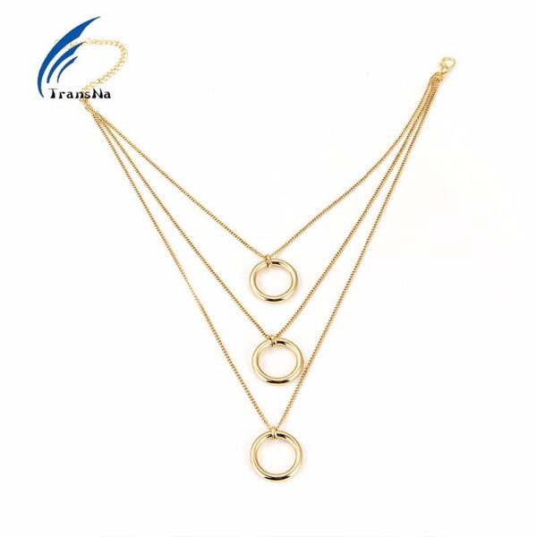 

pendant necklaces gold/silver color multilayer chain necklace hollow round for women collar colares mujer bijoux kolye