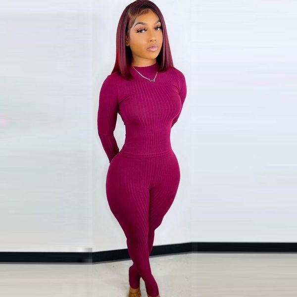 

women's two piece pants casual ribbed set women tracksuit turtleneck long sleeve tshirt and pencil 2021 fall jogging sportswear outfits, White