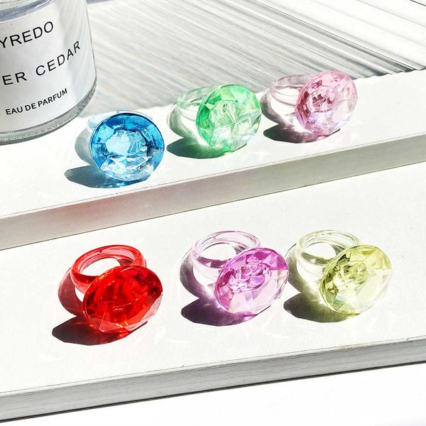 

53420 exaggerated fashion acrylic ring women's hip hop personality resin ring, Silver