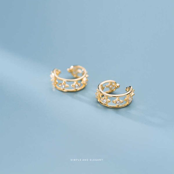 

shiny zircon luxury star clips earring 925 sterling silver for women wedding statement jewelry without pierced ears 210707