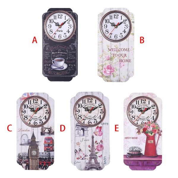 

european retro square wall clock home living room decoration wall clock creative wooden mdf farmhouse decor