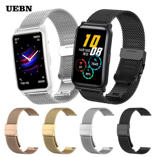 

watch bands uebn metal mesh belt milanese strap for huawei honor es band gt 2 42mm bracelet replace watchbands, Black;brown