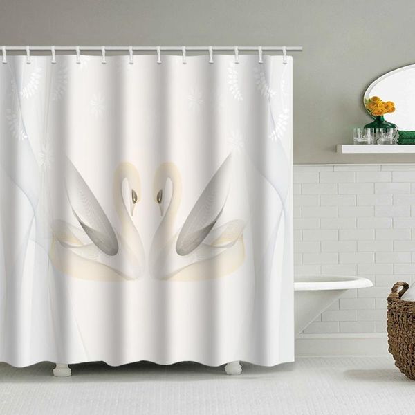 

shower curtains abstract color swan gradient printing polyester curtain bathroom partition supply c-hook