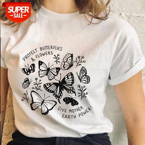 

sunfiz hjn protect butterflies & flowers t shirt cotton women save earth graphic t-shirt summer causal fashion tees #jc5x, White