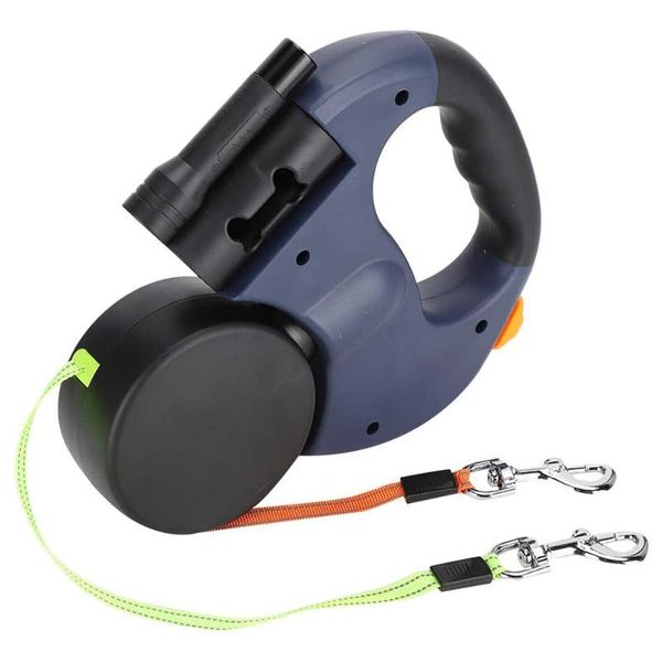 

dog for dogs cats rabbits retractable 2 colllars pet walking leash heavy traction adjustable duty nylon durable dual headed
