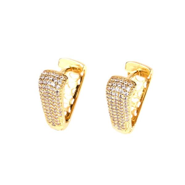 

hoop & huggie eyika vintage full zircon geometric triangle earring for women fashion hollow heart gold silver plated aretes jewelry gift, Golden;silver