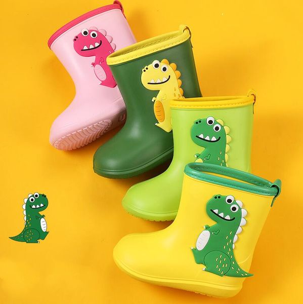 

children's rainshoes cartoon animals rainshoes outdoor non-slip waterproof wear-resisting kids rain rubber insulated boots keep warm zy, Red;brown