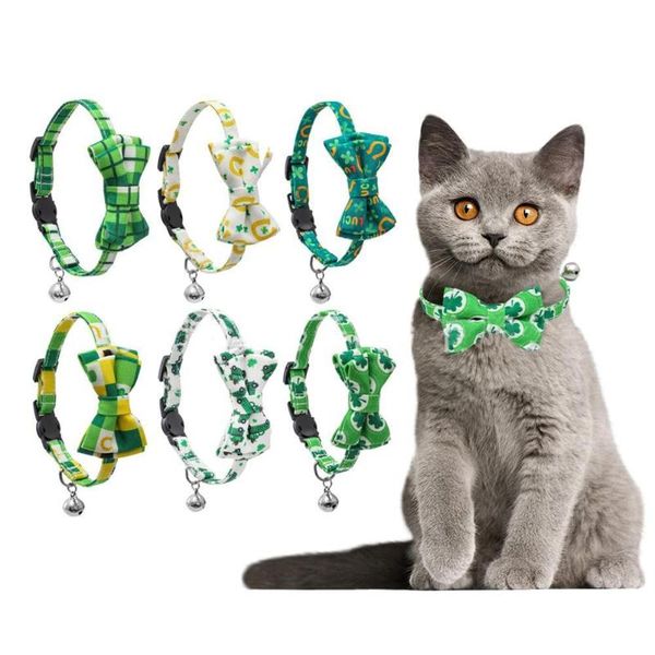 

cat collars & leads st.patrick day collar with cute bow tie bell adjustable safety