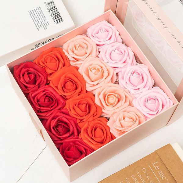 

decorative flowers & wreaths 25pcs 8cm big artificial rose pe foam bride bouquet accessories diy wedding party home decoration scrapbook fak