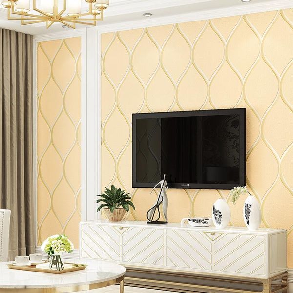 

wallpapers 3d trellis geometric wallpaper blue gold modern classic golden grid striped wall paper bedroom living room home decor